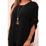 Kesi Włoski Women's set with a blouse with a necklace and wide pants black | Shoptok.si