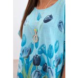 Kesi Włoski Women's cotton shirt with a floral pattern blue | shoptok.hr
