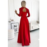 Numoco Elegant lace long dress with neckline and slit | shoptok.hr