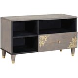 vidaXL TV ormar Siva i zlatna 80 x 33.5 x 46 cm Čvrsto drvo manga | shoptok.hr
