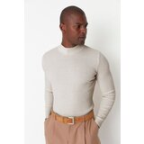 Trendyol Ecru Men's Slim Fit Half Turtleneck Corduroy Knitted Sweater Cene