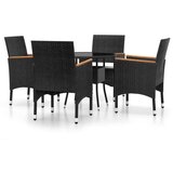  5-dijelni vrtni blagovaonski set od poliratana crni | shoptok.hr