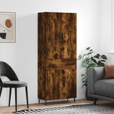 vidaXL Visoka komoda dimljen hrast 69,5x34x180 cm inženirski les | Shoptok.si