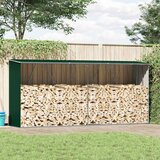 vidaXL Vrtna ostava za drva od pocinčanog čelika 330x84x152 cm zelena u
