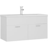 vidaXL Omarica za umivalnik z vgradnim umivalnikom bela iverna plošča, (20919337) | Shoptok.si