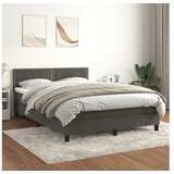  Box spring postelja z vzmetnico temno siva 140x200 cm žamet | Shoptok.si