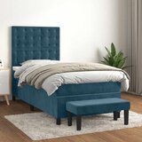 Box spring krevet s madracem tamnoplavi 90x200 cm baršunasti | shoptok.hr