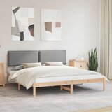 vidaXL Posteljni okvir z oblazinjenim vzglavjem Svetlo siva, (5000100536) | Shoptok.si