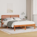 Krevetna konstrukcija s uzglavljem Voštano smeđa 140 x 190 cm  Krevetna konstrukcija s uzglavljem Voštano smeđa 140 x 190 cm Slike