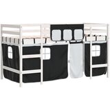  The living store otroški pograd z zavesami bel in črn 90x200 cm trdna borovina - otroški pograd, (21491915) | Shoptok.si