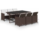  7-dijelni vrtni blagovaonski set s jastucima poliratan smeđi Smeđa 163 cm table length | shoptok.hr
