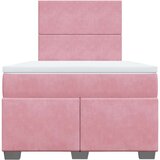 vidaXL Box spring postelja z vzmetnico roza 120x190 cm žamet | Shoptok.si