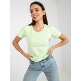 Fashion Hunters Basic lime green ribbed blouse with short sleeves Cene