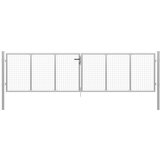 vidaXL vrtna vrata pocinkano jeklo 415x150 cm srebrna | Shoptok.si