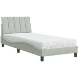 vidaXL Postelja z vzmetnico svetlo siva 90x200 cm žamet | Shoptok.si
