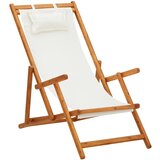 vidaXL zložljiv stol za na plažo trden evkaliptusov les in krem blago Cene