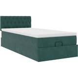 vidaXL Otomanski posteljni okvir z vzmetnico zelen 100x200 cm žamet, (21609690) | Shoptok.si