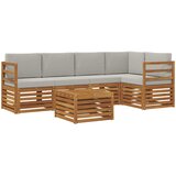  Sekcijska garnitura s jastukom 6 pcs Prirodna i svijetlo siva | shoptok.hr