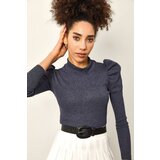 XHAN Women's Indigo Gathered Shoulders Blouse | Shoptok.si