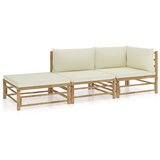 Maison Chic Seti vrtnega pohištva - Vrtna počivalna garnitura - Vrtni pohištvo set 3-delna kremno bele blazine bambus, (21795819) | Shoptok.si