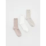 Reserved - Komplet od 3 para čarapa s volanima - krem