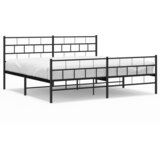  Metalni okvir kreveta uzglavlje i podnožje crni 200x200 cm | shoptok.hr