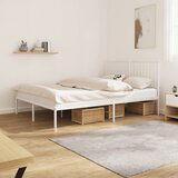 Maison Chic Kovinski Posteljni okvir - Dvoposteljna postelja - Zakonska postelja z vzglavjem bel 140x190 cm, (21693007) | Shoptok.si