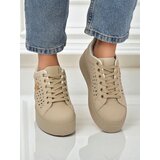 Resti Cleo Ecru Platino – beige platform sneakers eco leather | Shoptok.si