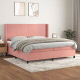 The Living Store Box spring postelja z vzmetnico roza 200x200 cm žamet - Box Spring Postelja, (21493383) | Shoptok.si