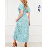 Resti Long green women's dress with floral motif - Clothing | Shoptok.si