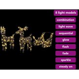 vidaXL Jelenova sani med 160 LED Toplo bela 52.5 x 28 x 32.5 cm Ratan | Shoptok.si