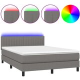  Box spring postelja z vzmetnico LED temno siva 140x200 cm blago, (20937143) | Shoptok.si