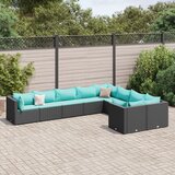  9-dijelni set vrtnih sofa s jastucima crni od poliratana Slike