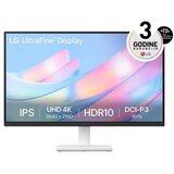 LG monitor 27” UltraFine IPS 4K UHD 3840x2160@60Hz, 16:9, 1000:1, 5ms, 300 cd/m², 178º/178º, HDR10, 2 HDMI, 1 DP, VESA 100x100mm, Tilt, Black/White, 3yw Cene