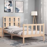  Posteljni okvir z vzglavjem 100x200 cm trden les | Shoptok.si