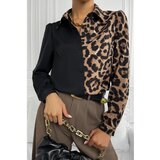 Fenzy Elegantna Srajca Z Leopardjim Potiskom, Črna/Leopard | Shoptok.si