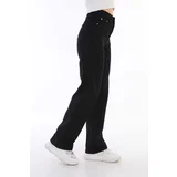 BİKELİFE Women's Black High Waist Palazzo Jeans