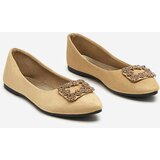 Resti Light brown women's eco-suede ballerinas with Linselisa decoration - Footwear | Shoptok.si