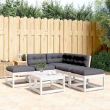 vidaXL 5-dijelni set vrtnih sofa s jastucima bijeli masivna borovina | shoptok.hr