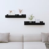 vidaXL Zidne police 2 kom crne 50 x 12 x 9 cm od masivne borovine Cijene