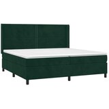 Krevet box spring s madracem LED tamnozeleni 200x200 cm baršun - Tamnozelena 200 x 200 cm Obično s čavlima | shoptok.hr