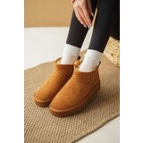Capone Outfitters Thick Soled Round Toe Furry Inside Tan Suede Half Boots | shoptok.hr