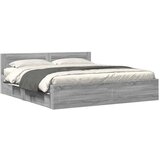 Maison Chic Posteljni okvir - Dvoposteljna postelja - Zakonska postelja z vzglavjem siva sonoma 200x200 cm inž. les-J6116, (21763654) | Shoptok.si