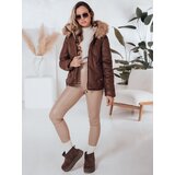 DStreet Kurtka damska zimowa COLDLIKE pikowana z kapturem brązowa | Shoptok.si
