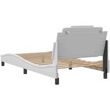  Posteljni okvir z LED lučkami bel 100x203 cm umetno usnje, (21111764) | Shoptok.si