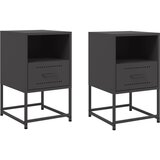 The Living Store Nočna omarica 2 kosa črna 36x39x60,5 cm jeklo - Nočna Omarica, (21496001) | Shoptok.si