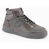 Ombre Men's high boots sneakers with shiny elements - brown Cijene