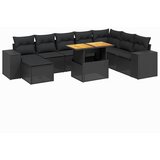  9-dijelni set vrtnih sofa s jastucima crni od poliratana Slike