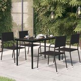  Vrtni blagovaonski stol crni 140x70x74 cm od čelika i stakla | shoptok.hr