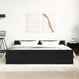  Okvir kreveta bez madraca crni hrast 200x200 cm drveni | shoptok.hr